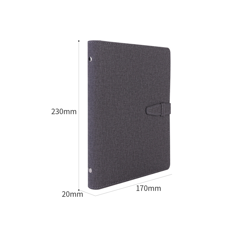 得力(deli)25K100张时尚活页扣带皮面本 商务办公插袋记事本日记本笔记本子 1本蓝灰随机3309